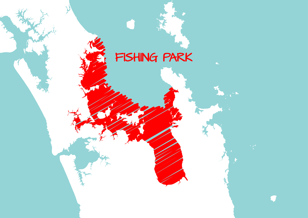 Proposed location for a Hauraki Gulf Recreational Fishing Park
